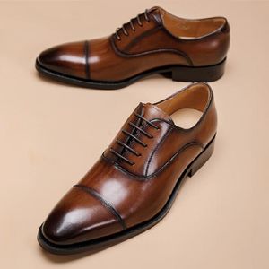 Мода Men Business Shoes Solid Style Office Designer Shoes Lest Подлинная кожаная обувь для мужчин D2A8