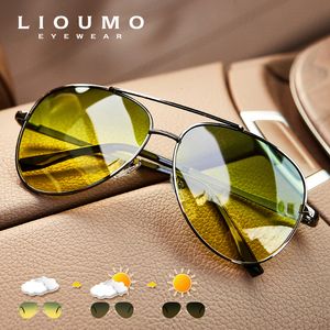 Óculos de sol Óculos de sol piloto de moda para homens polarizados Pochromic Day Night Driving Glasses Women Chameleon Goggles Unisisex Sonnenbrille 230210