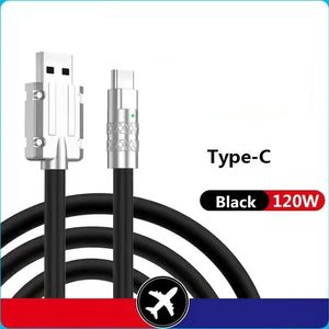 120W 6A Type-C Micro USB Skin-Feel Liquid Silicone Fast Charging Cables Metal Slop Shell USB-C Laptop Tablet Cable Universal Quick Charger