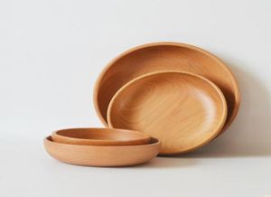 Miski drewniane sałatki miski duże okrągłe drewniane zupy płyty jadalne premium przybory kuchenne Ustaw naturalne ręcznie robione ramen Bowlbowls5874539