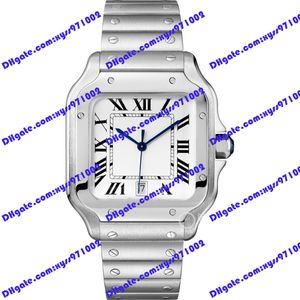 Relógio automático asiático de alta qualidade 40mm relógio masculino 35mm mostrador branco relógio feminino prata pulseira de aço inoxidável vidro de safira fivela dobrável exibição do calendário