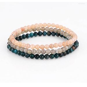 Strand hög kvalitet 3 st/set söt design lady armband liten storlek 4mm natursten pärlor stretch set kvinnor