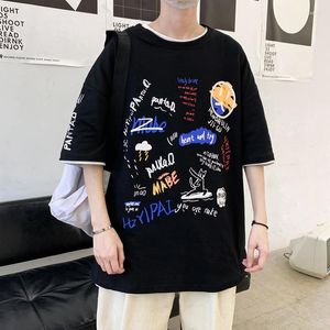 Herr t shirts män hip hop shirt mode förstört hål t-shirt streetwear sommar kort ärm toppar tees bomull