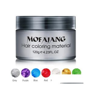 Pomades Waxes Mofajang Hair Wax 120G Sier Grandma Grey Pomade 8 Colors Disposable Fashion Styling Clay Coloring Mud Cream Drop Del Dhpib
