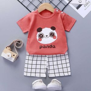 Sätter mode barn streetwear panda tryck kläder djur baby för flicka pojke sommaruppsättning kläder kostym datorer kostym