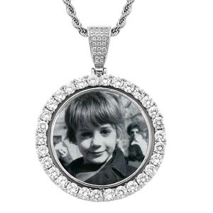 Hip hop rotating double sided personalized frame pendant DIY collection commemorative photo Necklace Set