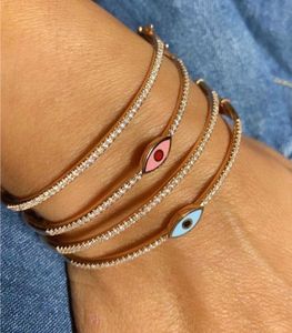 Braccialetto in oro rosa color smalto Evil Eye Bracciale rigido per donna Bohemia Boho Lucky Turkish Evil Eye Jewelry Fashion Wholesal G230210