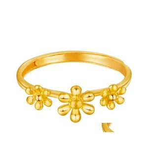 Bandringe Sand Gold Elegante Mode Sakura Prinzessin Verlobung für Braut Schmuck Romantische Kirschblüte Zirkon Dame Blumenring Dr Dhzmo