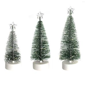 Christmas Decorations 3pcs Mini Artificial Shopping Mall With LED Light Tree Holiday Office Party Indoor Outdoor Desktop Decoration Fairy