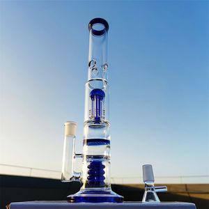 2023 16 Zoll 40 CM Heady Bong Glaswasserpfeifen gerade mit 18 mm Schüssel dicker Heady Becher Perkolator Jelly Fish Tire FIter Bong Recycler Dab Rigs zum Rauchen von Bubbler