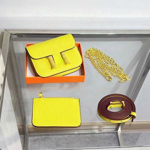 Luxury Designer Change Purse Card Pack Handbag Mini Kangkang Bag Kvinnor H-Button Small Square Pig Nose Chain New Leather Cross Body Lipstick Midjefabrik Direktförsäljning