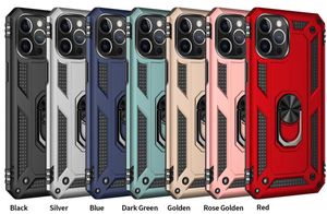Shockproof Armor Kickstand Phone Cases For iPhone 14 13 12 pro max mini 11 Pro XR XS Max Magnetic Finger Ring Anti-Fall Cover