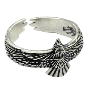 Cluster Rings Vintage Carved Flying Eagle Opening For Men Women Rock Cool Party Biker Jewelry GiftsCluster