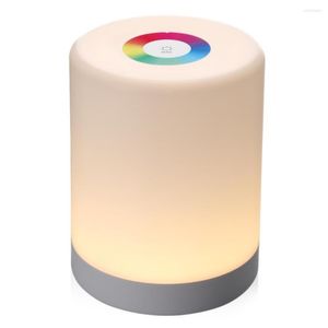 Luzes noturnas LED Touch Control Indução Lâmpada Dimmer Lâmpada Smart Bedside Dimmable RGB Alteração de cor recarregável