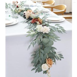 Dekorativa blommor Simulering Rose Rattan Table Flower El Decoration Banket Vine Garland Christmas Year Arch W208