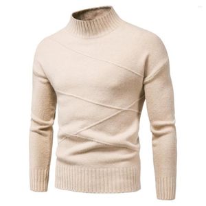 Erkek Sweaters Erkekler Sıradan Burtleneck Külot Kazak Top Yarım Yüksek Yakalı İnce Şeritli Kuff Stripe Düz Renk Dipli Örgü Günlük Giyim