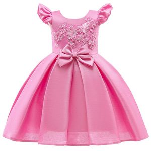 Girl Dresses Baby Girls Flower Birthday Party Clothes Princess Tutu Red Bow Dress Children Clothing 3 To 10 Years Old Girl's