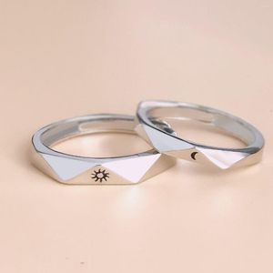 Anéis de casamento 2pcs/conjunto de abrindo o amante do anel da lua solar bandas promissoras para ele e seus doces presentes românticos do Dia dos Namorados