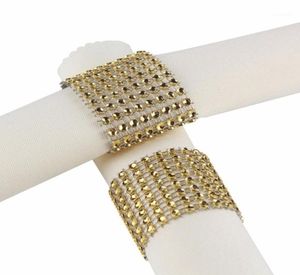 Servettringar hela 100 st guldsilver strass för bröllopsdekoration plaststol Sash Bows Holder Table Deco Accessorie8142085