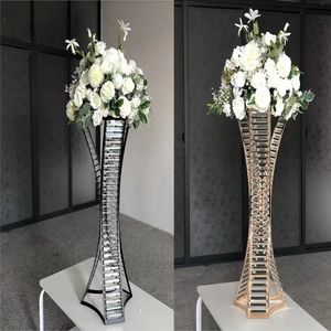 Dekoration Flower Vase Golvvaser Kolumn Stand Metal Road Lead Wedding Centerpiece Geometric Pot Table Rack för Home Event Decor 358