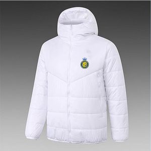 Al-Nassr Men's Down Hoodie Jacket Winter Leisure Sport Coat Full Zipper Sports Outdoor Warm Sweatshirt Logo Custom