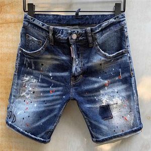 Джинсы Dsquare D2Fashion Brand D2 Power Denim Men's Urban Youth Versatile Micro Elastic Wash Blue Casual Shorts SzQ uaa
