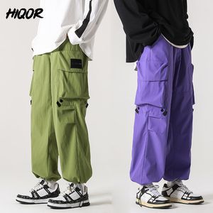 Mężczyzn Pants Hiqor Fashion Harem Streetwear Green Big Pocket Bojowal Mężczyźni Spring HARAJUKU Style Purple Loose Casual Man Spodnie 230211