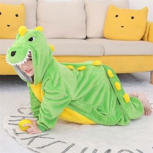 Pajamas Dragon Panda Licorne Flannel Winter Pajamas Children's Dinosaur Onesies Hooded Kigurumis Jumpsuit for 4 6 8 10 12 Year 230210