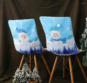 Chair Covers LED Lights Christmas Decoration Cover 2022 Blue Santa Snowman Style Dining Chairs Decorative Stool 52 X 43 CM2189307