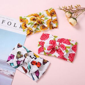 Cute Flower Butterfly Ribbon Bowknot Baby Girls Hair Band Turban Newborn Infant Headband Elastic Toddler Kids Hair Accessories 1590