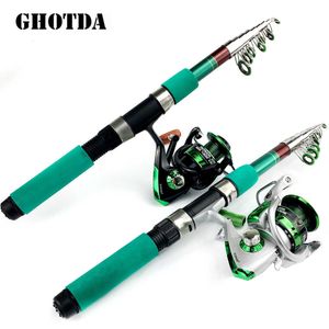 Båtfiskestavar Spinning Rod and Reel Combo Mini Telescopic Fishing Rupp 18 21 24 27 30 36M Metal Spool Fishing Reel Set J230211