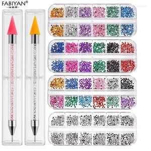 Nail Art Kits Colorful Crystal Rhinestone DIY Decorations Wax Dotting Pen Stainless Steel Tweezers Accessories Tools