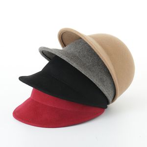 Ball Caps Quality Winter Wool Women Cap Men Plain Felt Hat Warm baseball caps Adjustable Black Gray Red trucker 230211