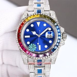 Алмазные часы Rainbow Bezel 40 -мм автоматические механические часы Diamond Dial Dial Sapphire Brстопишные часы 40 мм
