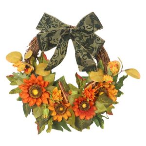 Decorative Flowers & Wreaths Pumpkin Wreath Lifelike Handmade Artificial Fall Autumn For Halloween Thanksgiving Day Indoor Outdoo