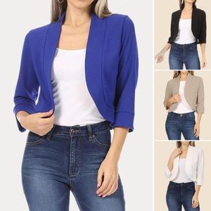 Kombinezony damskie 3/4 rękawy Kobiety Blazer Temperament Cardigan Slim Fit Office Office Lady Autumn Płaszcz Kobiety na codzienne