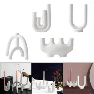Candle Holders Nordic Creative Ceramic Candlestick White Taper Candleholders Modern Living Room Stand Home Ornament Gift