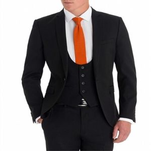 Abiti da uomo Varietà di sposo Groomsmen Abito con bavero Nero Abito slim fit Giacca da sposa (giacca Pantaloni Gilet) 217 Blazer