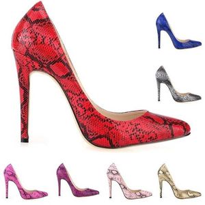 Sandały Klasyczne seksowne spiczasty palce wysokie obcasy Kobiety Pumps Buty Faux Snake Print Druku