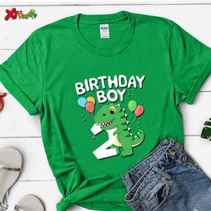 T-shirts Kids Birthday Number Cartoon Dinosaur T Shirt Children Happy Birthday Comic Present Short T-shirt Boys Girls Animal Funny Gift T230209