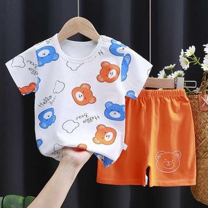 Set di abbigliamento New Style Bambini Outfit Tshirtshorts Causale Cute Cartoon Oneck Cotone Ragazzi Ragazze Vestiti per il corpo Pezzi estivi Set Animali