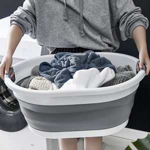 Pias do banheiro dobrar o balde de plástico Produtos de banheiro lar grande lavanderia roupas de cesta de armazenamento de armazenamento acampamento para viagens ao ar livre balde portátil 230211