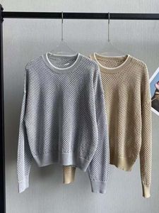 Kadınların Sweaters Tembel Style Hollow Out Uzun Kollu Örgü Top 2023 Erken Sonbahar Bayanlar DOĞRU RENK O-NECK ALL MACK TÜP TER