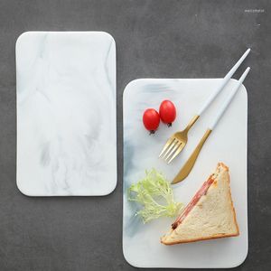 Plates Nordic Ceramic Tray Marble Bread/Dessert/Fruits/Cake Plate Rectangular Cutting Board Cake Sushi Tea Dishes