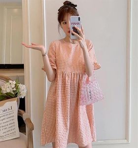 2021 New Brand Summer Maternity Dress Casual Plaid Large Size Dresses Pregnant Woman Clothing Md02780278j64744271