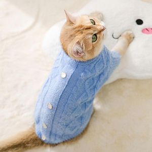 Dog Apparel Turtleneck Knitted Cat Sweater Soft Two-legged Warm Clothes Washable Kitten Puppy Outfit With Buttons Pet Holiday Decoration