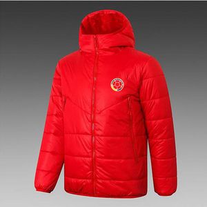 Colombia Men's Down Parkas Soccer Hoodie Jacket Winter Coat Full Zipper Football Outdoor Warm Sweatshirt Logo Custom