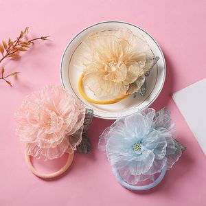 Lovely Newborn Baby Girls Chiffon Flower Ribbon Headbands Toddler Headwear Photography Props Infant Hair Accessories Birthday Gifts 1588