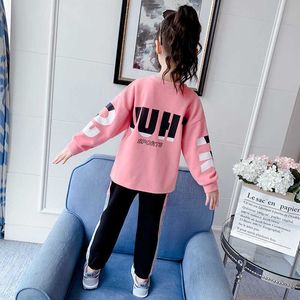 Abbigliamento Teen Bambini Ragazze Primavera Autunno Nuovi bambini Abbigliamento sportivo Moda Due pezzi Boutique Set di vestiti Tuta