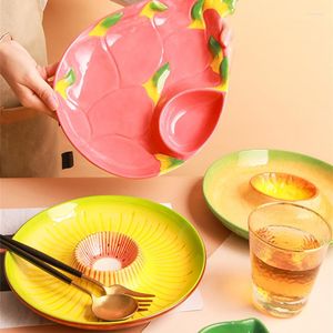 Plates Ceramic Fruit Shaped Plate Creative Salad Candy Dried Grid Snack Bowl Children's Dinner Dish Japanese